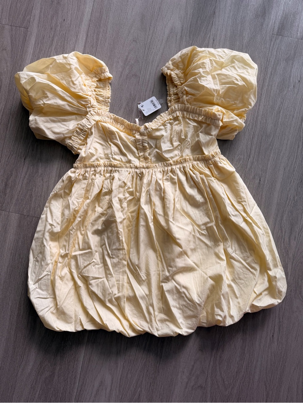 Free People Puff-Sleeve Mini Dress in Soft Yellow